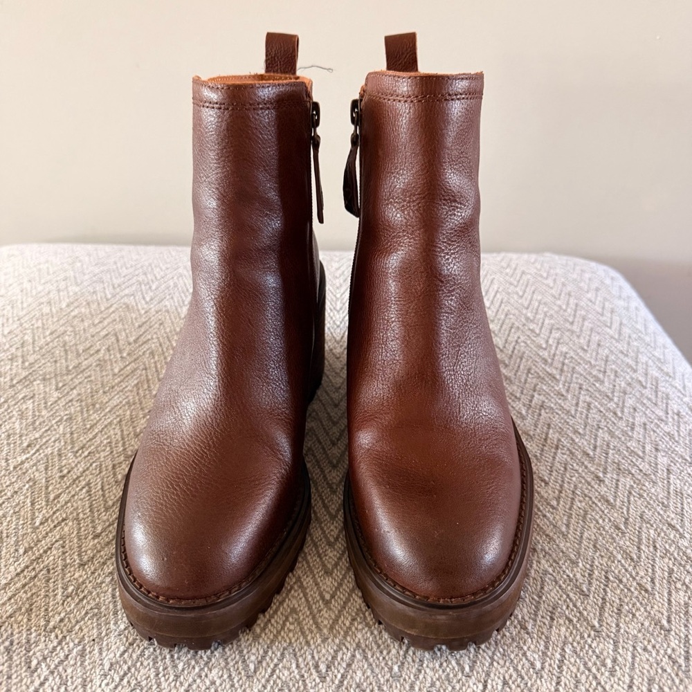 Ladies Zodiac Brown Leather Wedge Ankle Boots